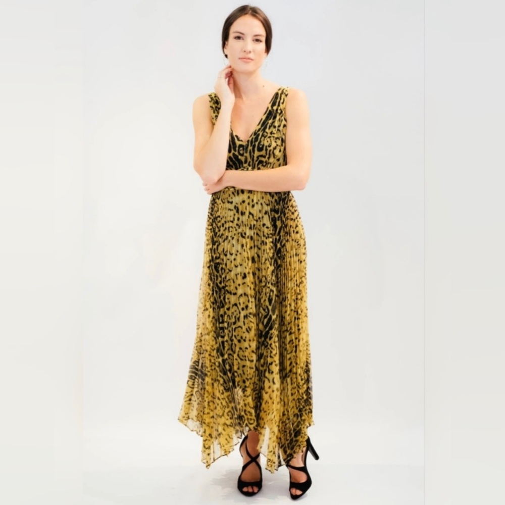 Kobi Halperin Chartreuse Leopard-print dress